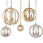 Brushed brass globe cage chandelier, fourth product view