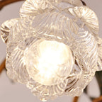 Flower ceiling light, close view of one glass shade