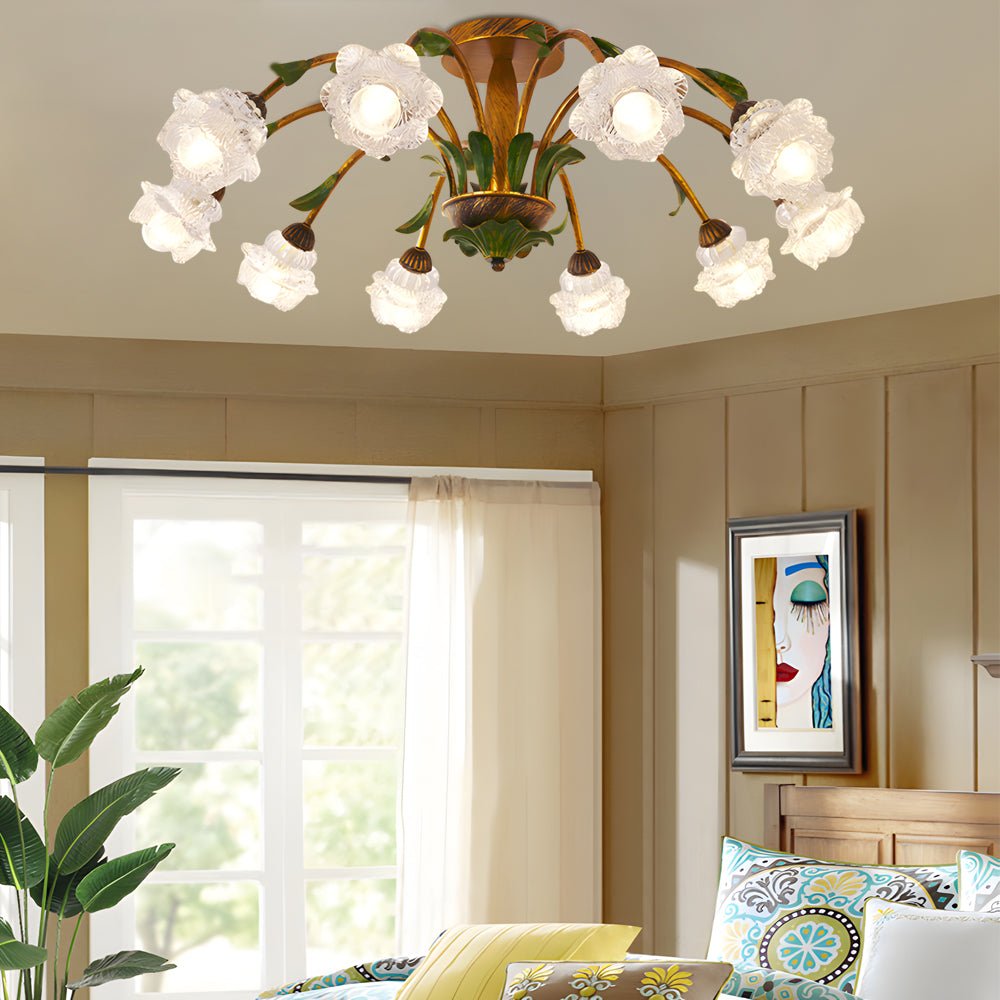 Flower ceiling fixture, further view of the glass shades