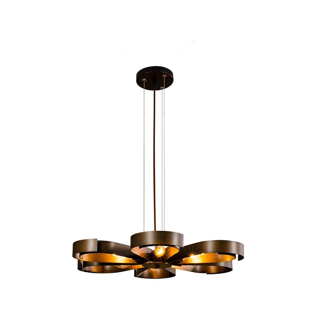 Painted metal six-light petal chandelier, fourth product view