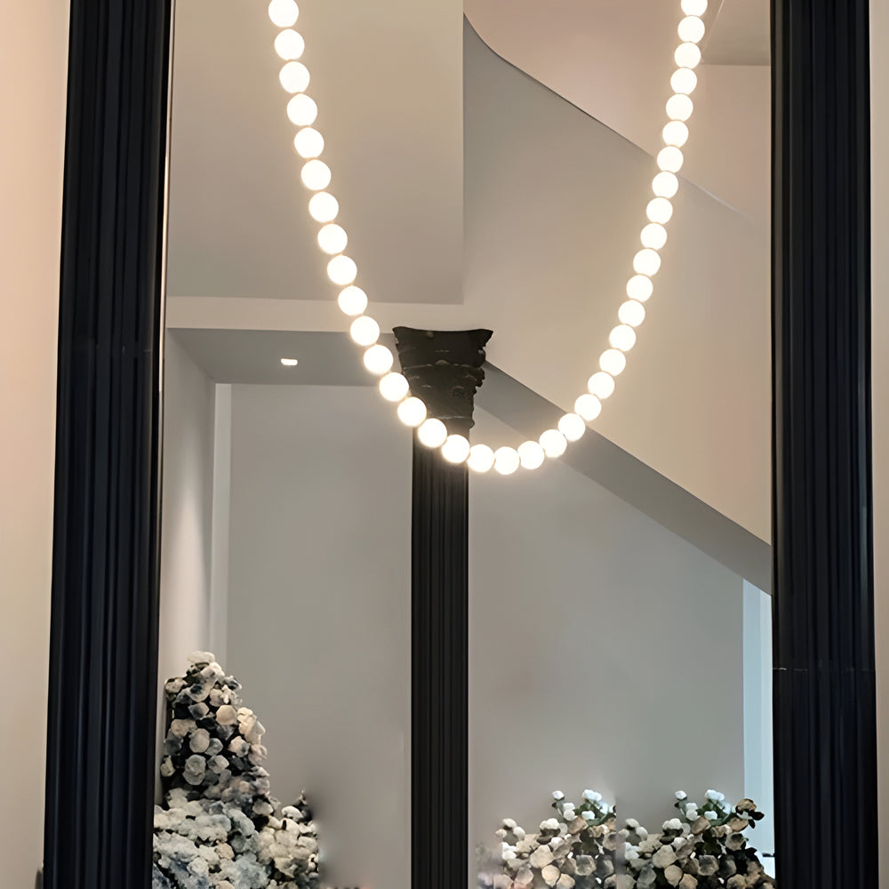 Linear Pendant Light, Aluminum and Acrylic Sphere Ceiling Light for Dining Room, Three Lengths