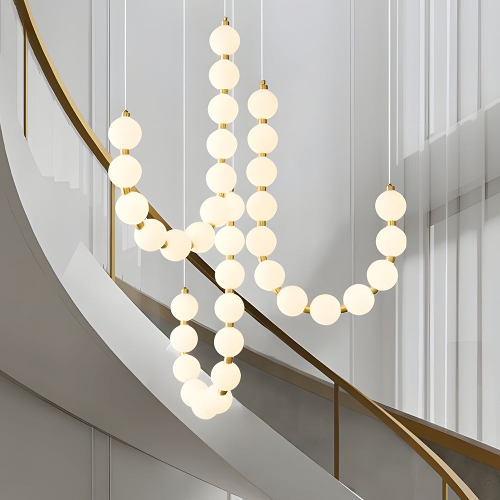 Linear Pendant Light, Aluminum and Acrylic Sphere Ceiling Light for Dining Room, Three Lengths