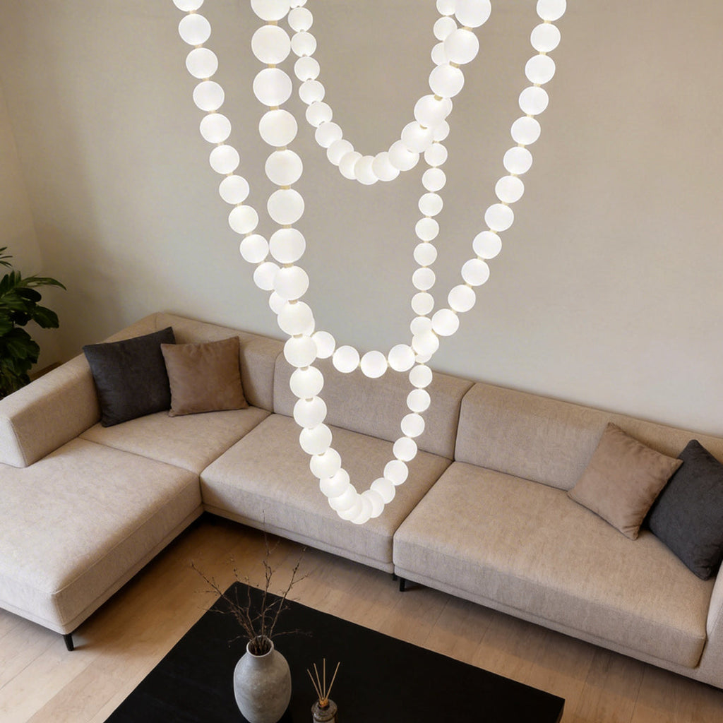 Linear Pendant Light, Aluminum and Acrylic Sphere Ceiling Light for Dining Room, Three Lengths