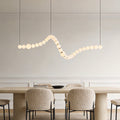 Linear Pendant Light, Aluminum and Acrylic Sphere Ceiling Light for Dining Room, Three Lengths