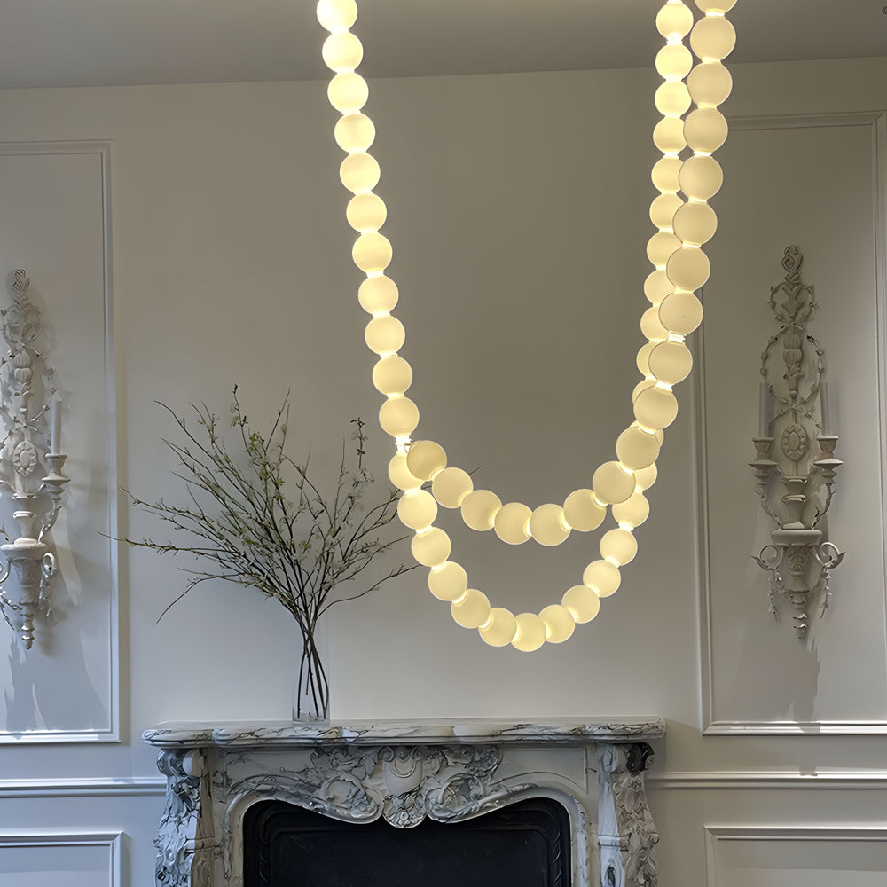 Linear Pendant Light, Aluminum and Acrylic Sphere Ceiling Light for Dining Room, Three Lengths