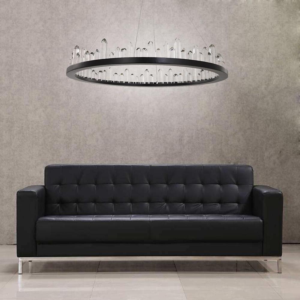 Black metal crystal ring chandelier, second product view