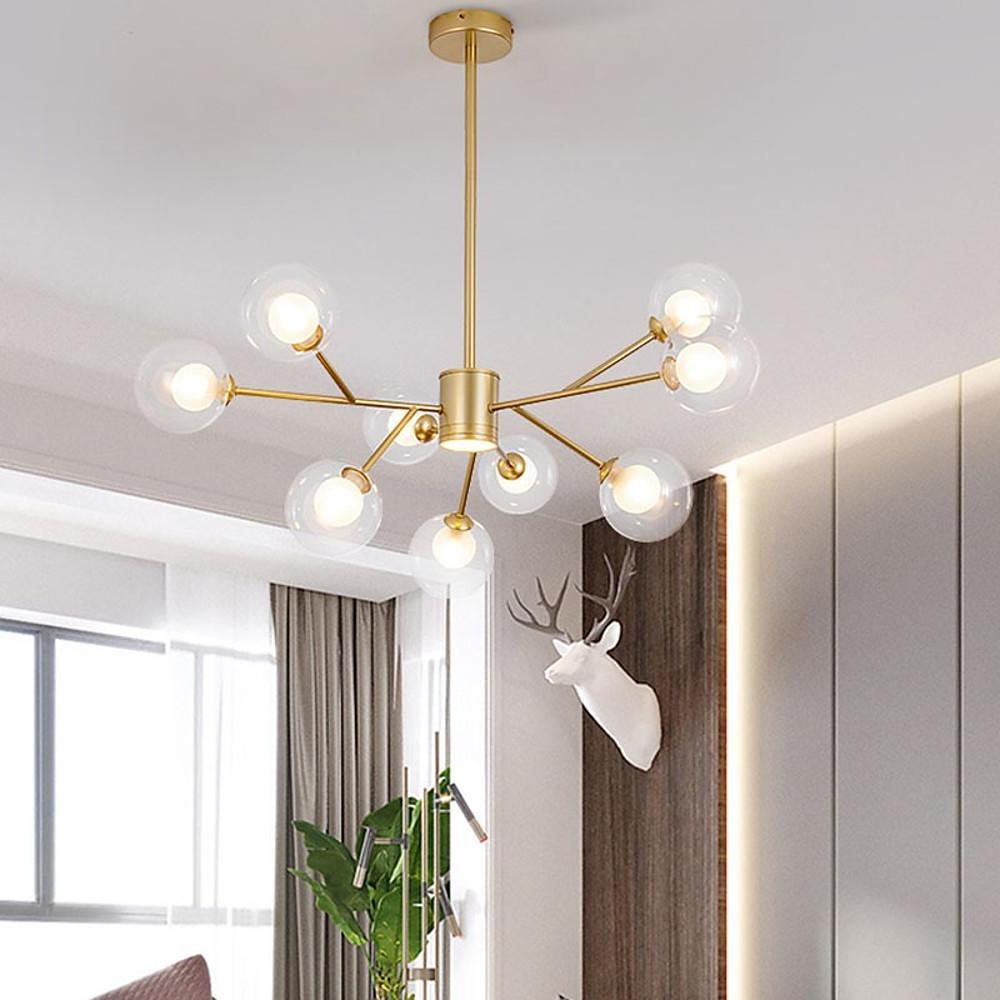 Gold metal and glass lantern chandelier, second product view