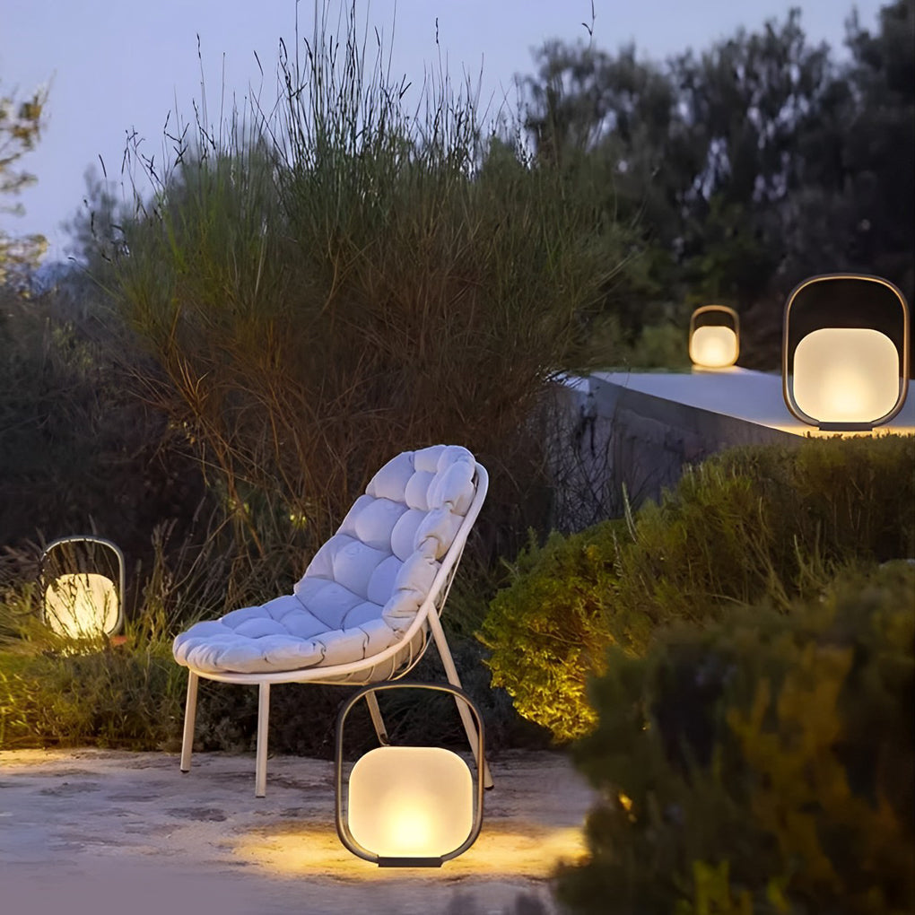 Portable Solar Lantern, Stainless Steel Rechargeable LED Handle Lamp for Gardens and Terraces, Waterproof Soft-Glow Design