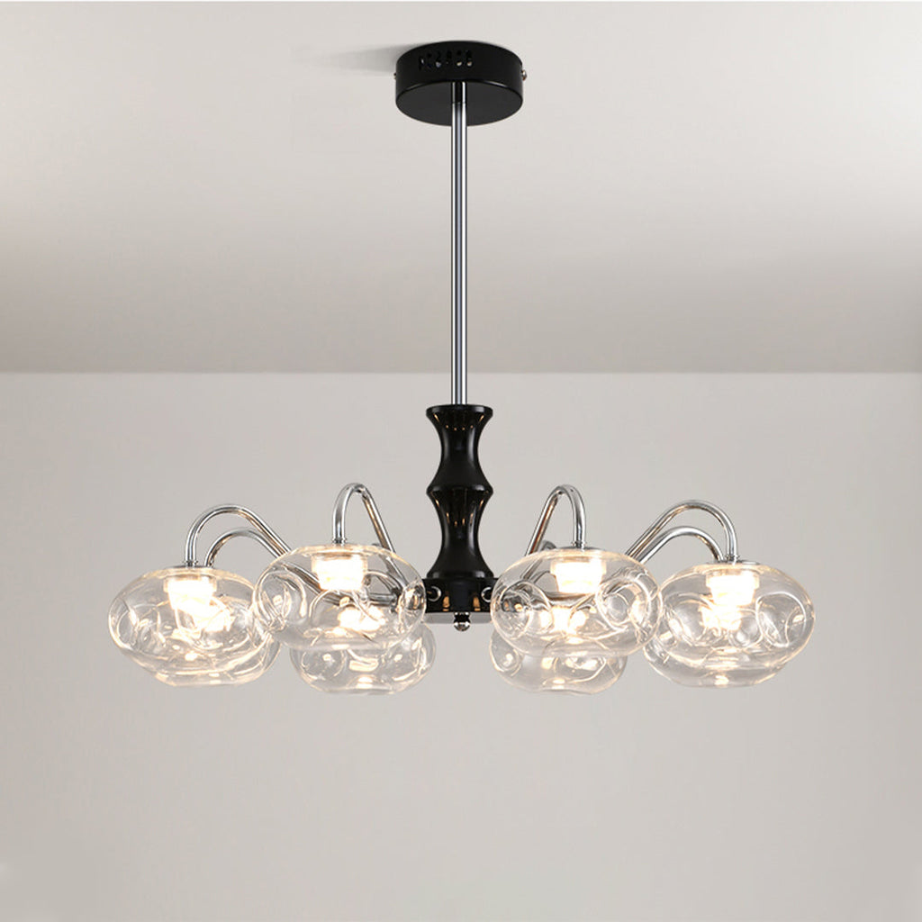 Art glass chandelier with premium curved glass shades