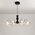 Art glass chandelier with premium curved glass shades