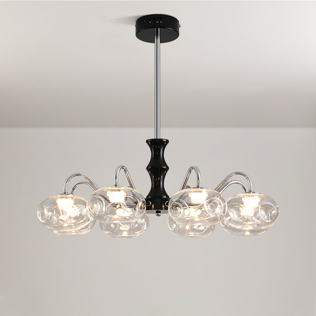 Art glass chandelier with premium curved glass shades