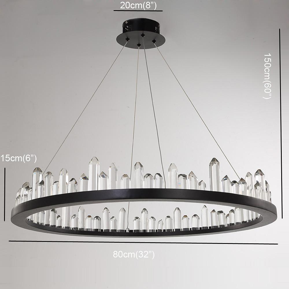 Black metal crystal ring chandelier, seventh product view