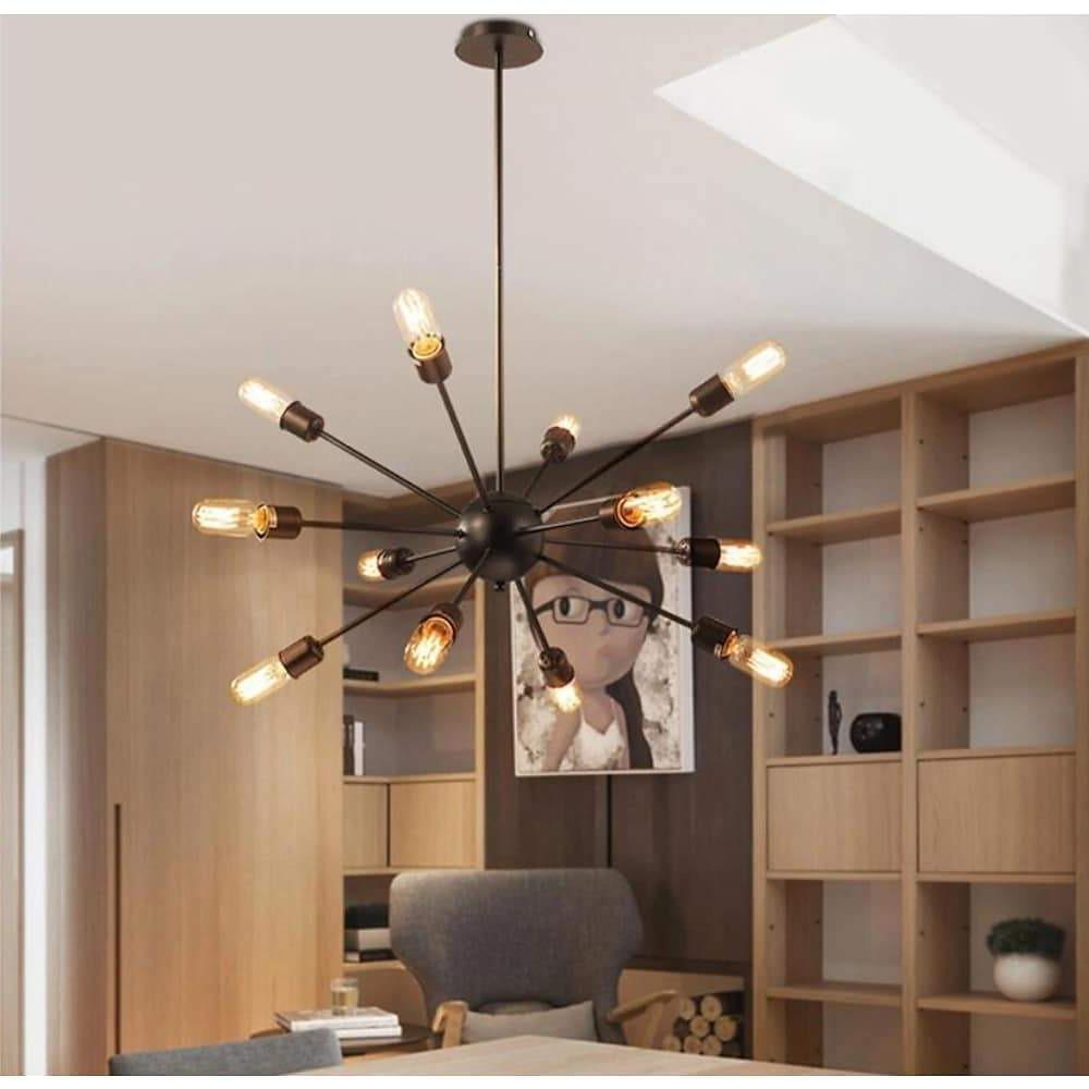 Chrome and black 12-light sputnik chandelier, sixth view