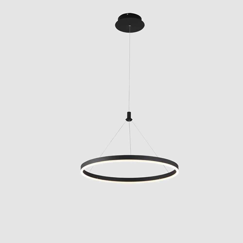 Ring Pendant Light, Matte Black Aluminum LED Chandelier for Dining Room, Dimmable