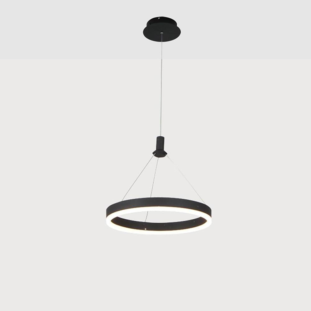 Ring Pendant Light, Matte Black Aluminum LED Chandelier for Dining Room, Dimmable