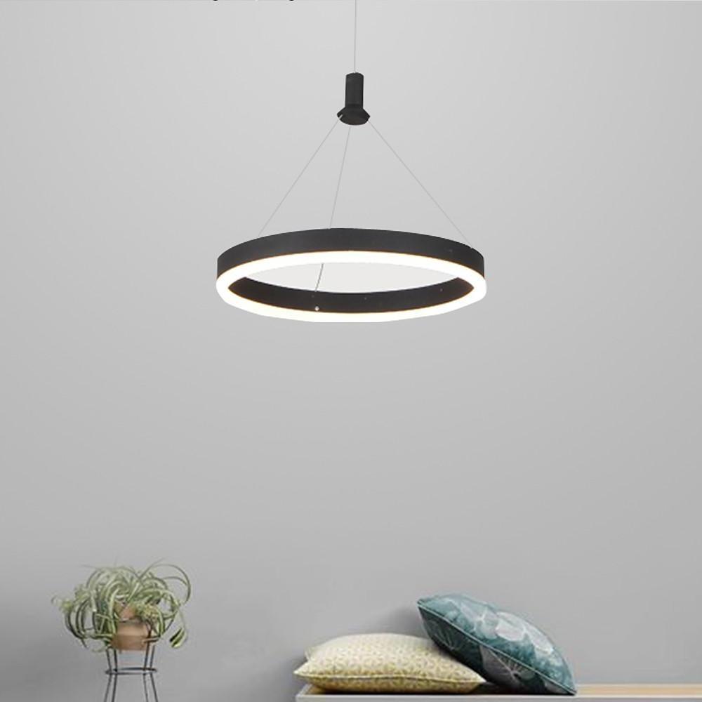Ring Pendant Light, Matte Black Aluminum LED Chandelier for Dining Room, Dimmable