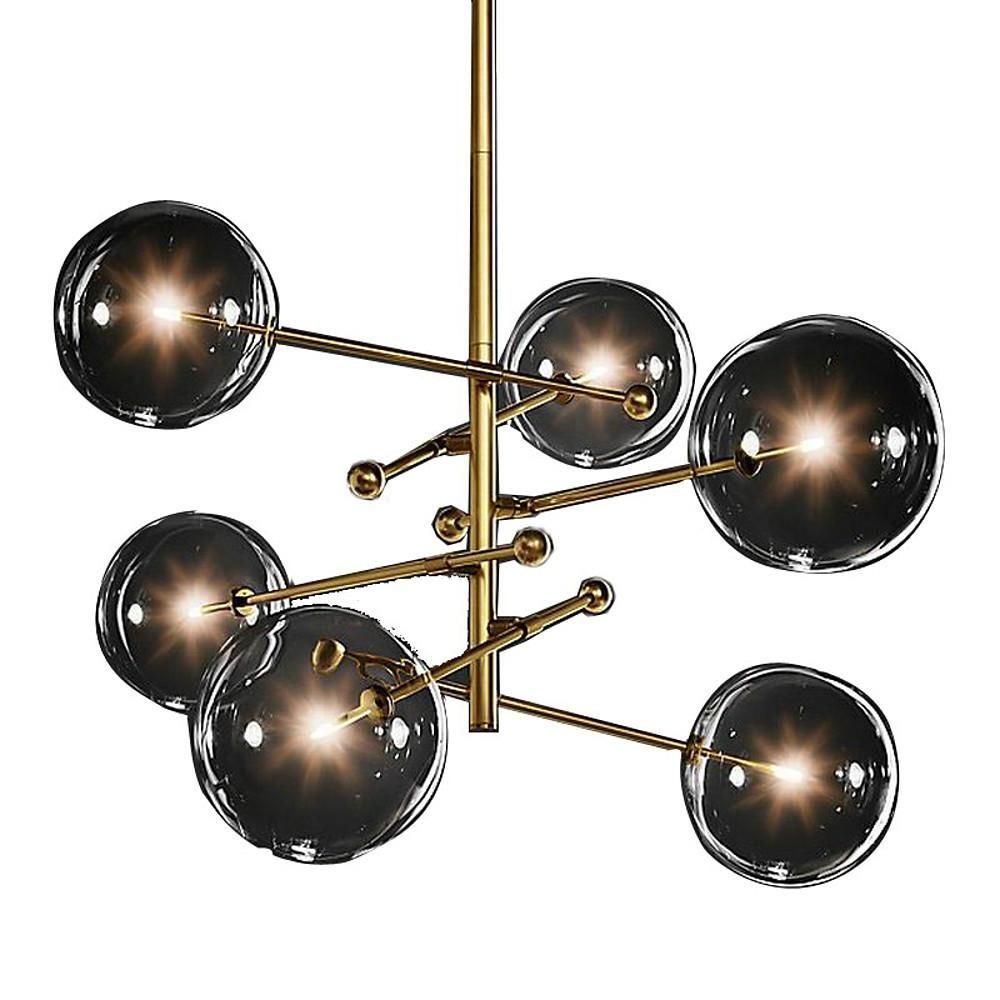 Copper geometric globe chandelier, sixth product view