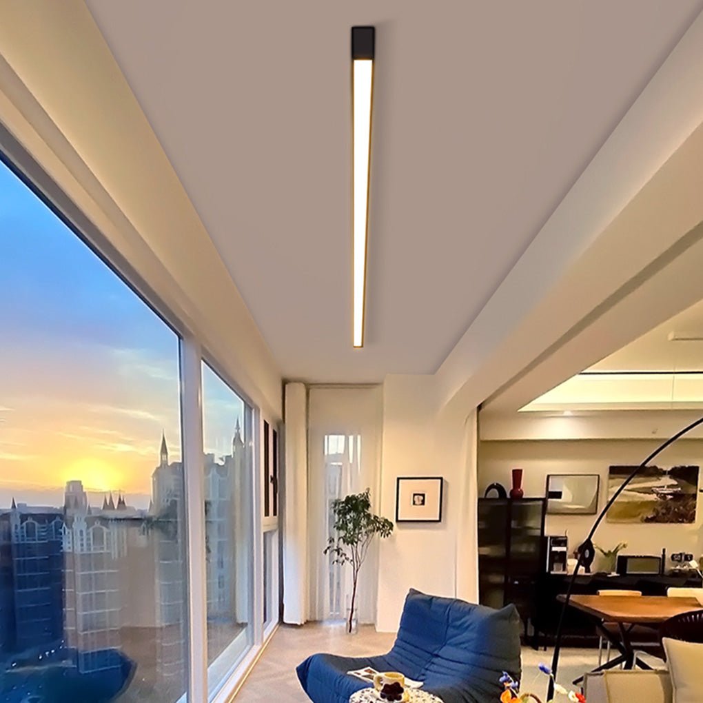 Linear LED Ceiling Light, Ultra-Thin Minimalist Aluminum Bar Fixture for Kitchens, Offices and Hallways, Five Lengths with Remote