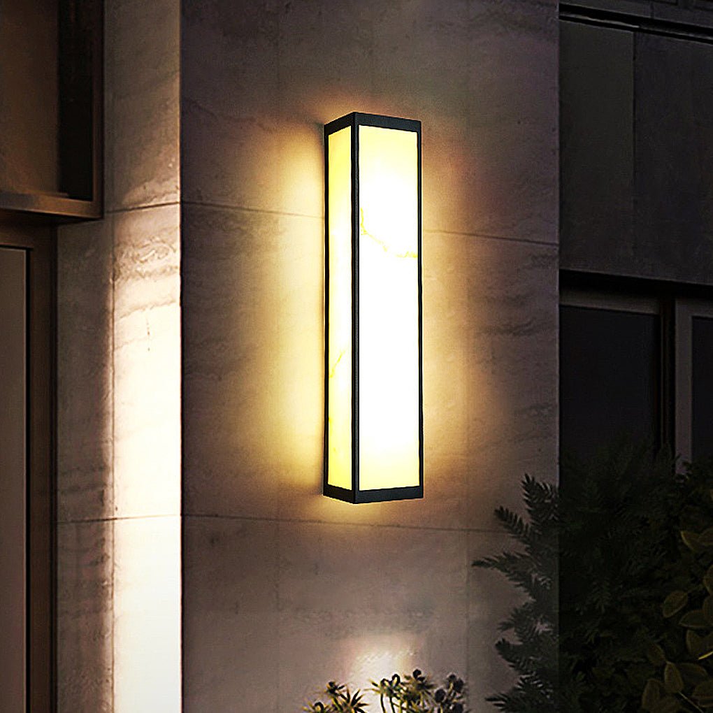 Marble-Finish Outdoor Wall Light, Stainless Steel Waterproof LED Column Sconce for Facade and Entry Walls, IP65 in Four Heights