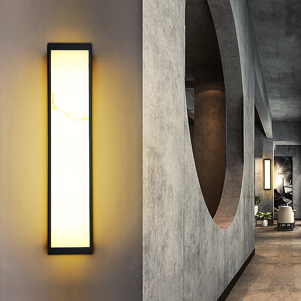 Marble-Finish Outdoor Wall Light, Stainless Steel Waterproof LED Column Sconce for Facade and Entry Walls, IP65 in Four Heights