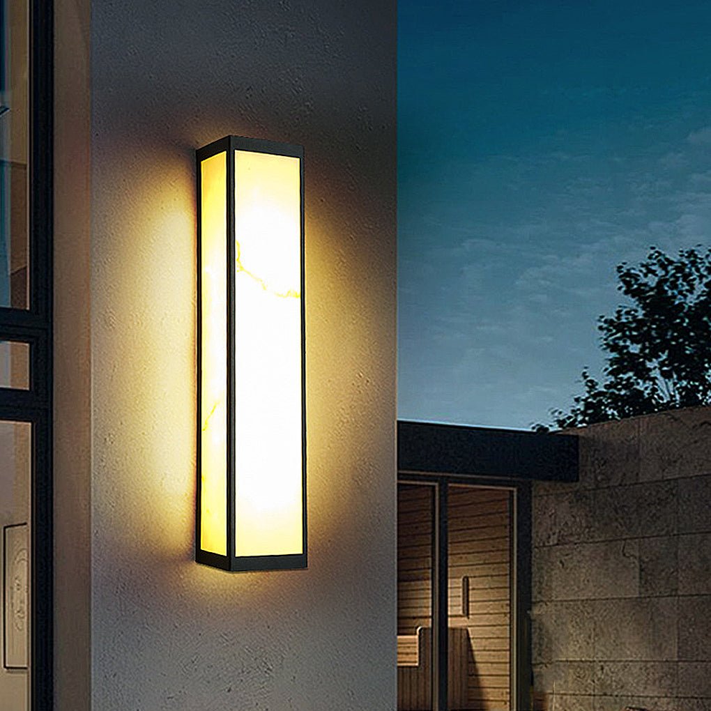 Marble-Finish Outdoor Wall Light, Stainless Steel Waterproof LED Column Sconce for Facade and Entry Walls, IP65 in Four Heights