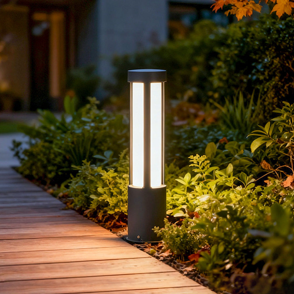 Modern Bollard Path Light, Cylindrical Die-Cast Aluminum LED Landscape Light for Driveways and Gardens, Six Heights to 138 Inches