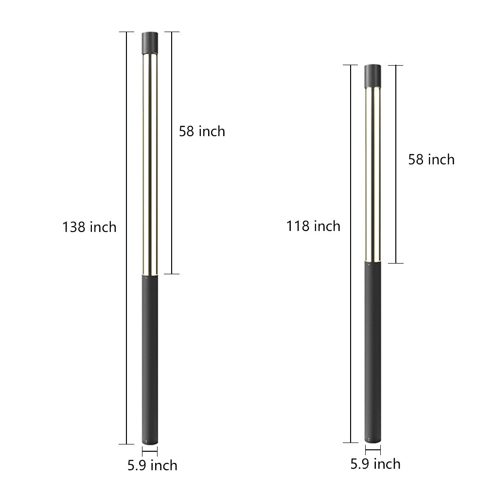 Modern Bollard Path Light, Cylindrical Die-Cast Aluminum LED Landscape Light for Driveways and Gardens, Six Heights to 138 Inches