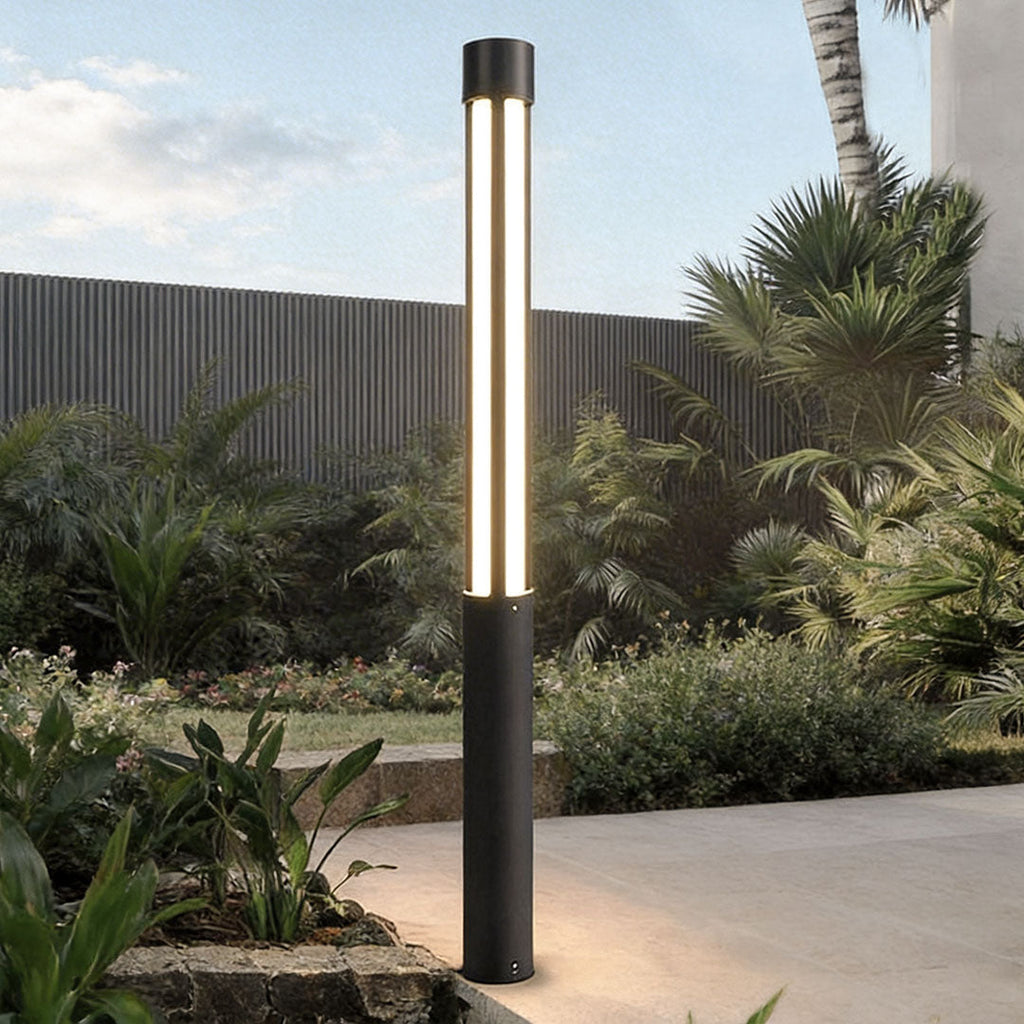 Modern Bollard Path Light, Cylindrical Die-Cast Aluminum LED Landscape Light for Driveways and Gardens, Six Heights to 138 Inches