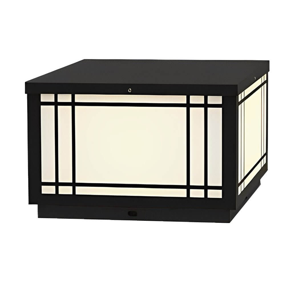 Vintage Grille Pillar Light, Square Waterproof LED Post Cap Lamp for Gate and Garden Columns, Solar or Hardwired