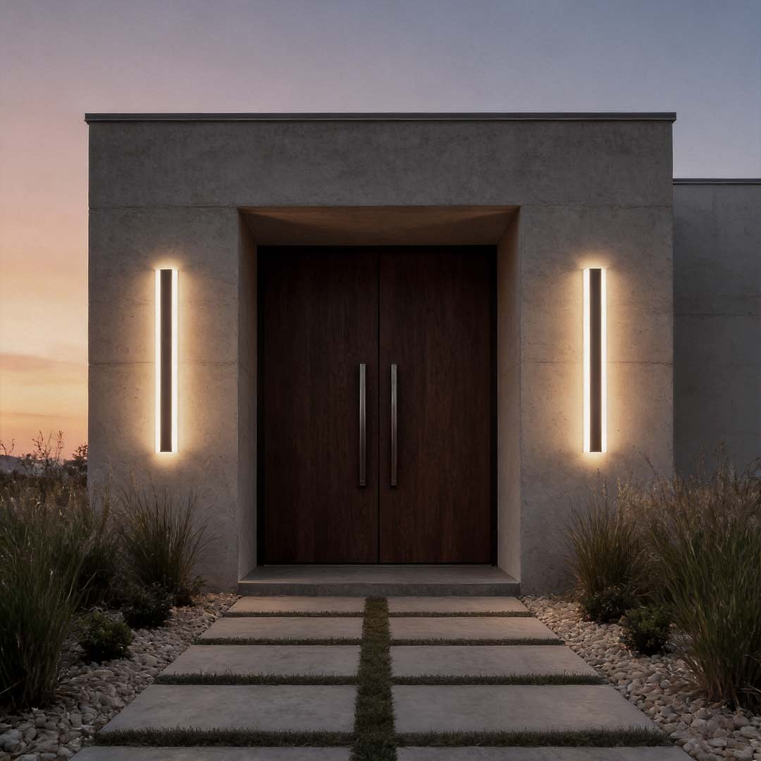Minimalist Gate Wall Light, Black Stainless Steel Linear LED for Porches, Patios and Entrances, Five Lengths with RGB Option