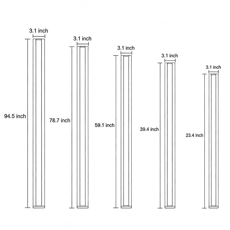 Minimalist Gate Wall Light, Black Stainless Steel Linear LED for Porches, Patios and Entrances, Five Lengths with RGB Option