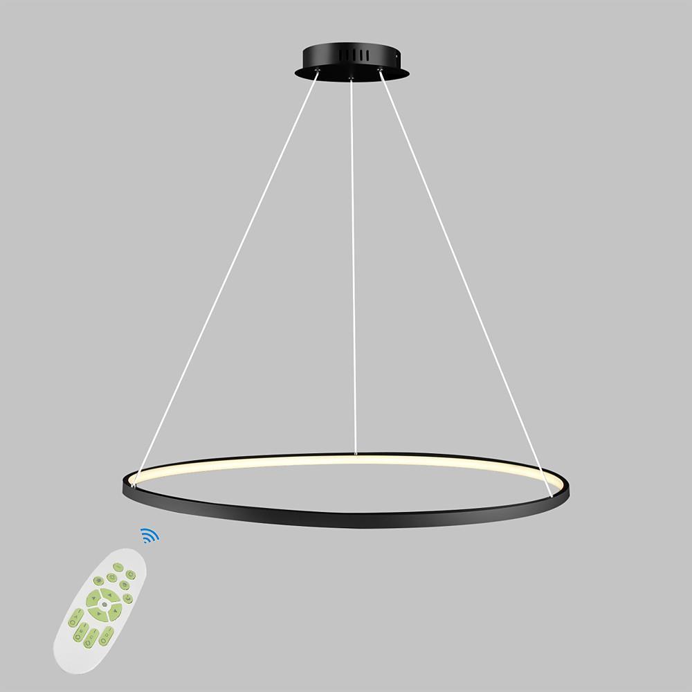 Ring chandelier shown with its remote control handset