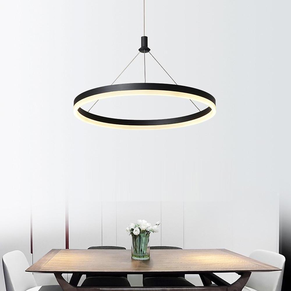 Ring Pendant Light, Matte Black Aluminum LED Chandelier for Dining Room, Dimmable