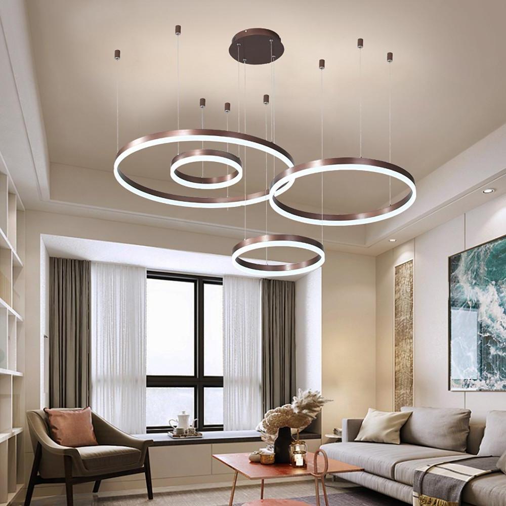 Large aluminium LED circle ring chandelier, second product view