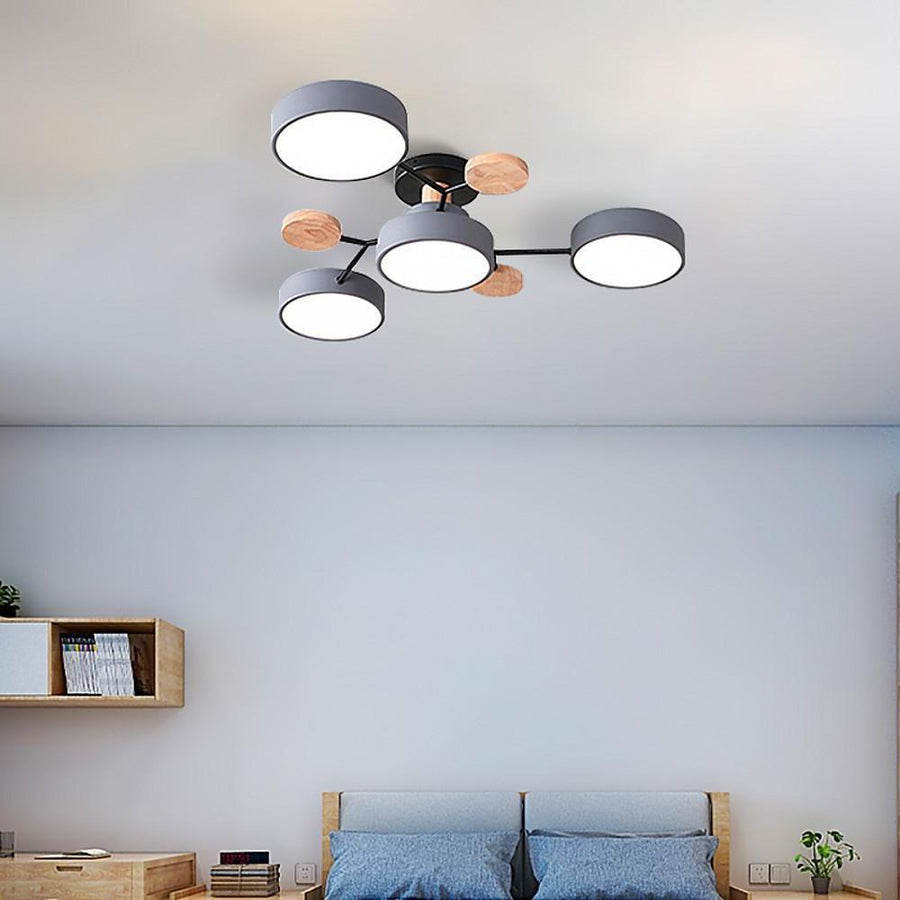 Sputnik Ceiling Light, Nordic Metal Artistic LED Chandelier for Kids Rooms and Nurseries, Flower-Form Design in Three Colors