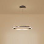 Rose finish LED ring chandelier isolated on a yellow background