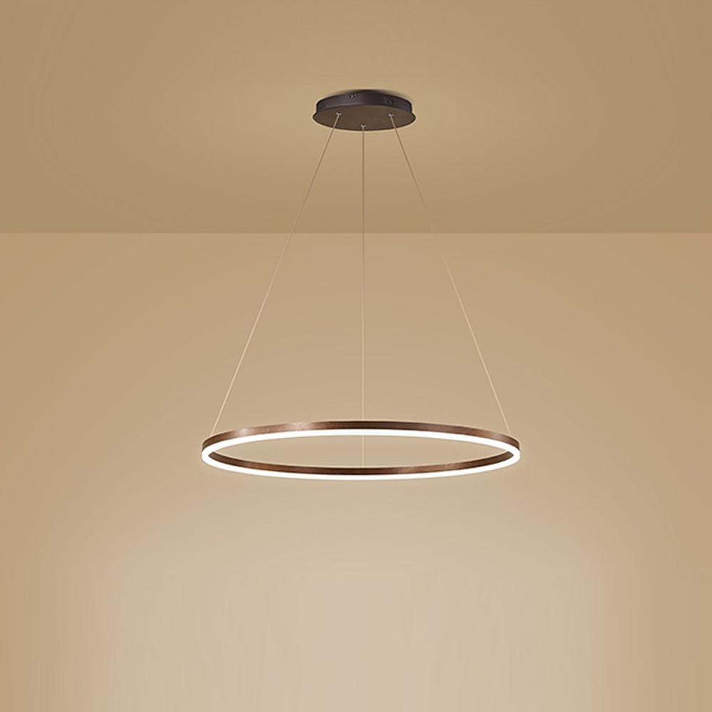 Modern LED Ring Chandelier, Round Halo Ceiling Light for Dining Room and Bedroom, Dimmable Aluminum Circle Pendant in 16, 24 or 31 Inch