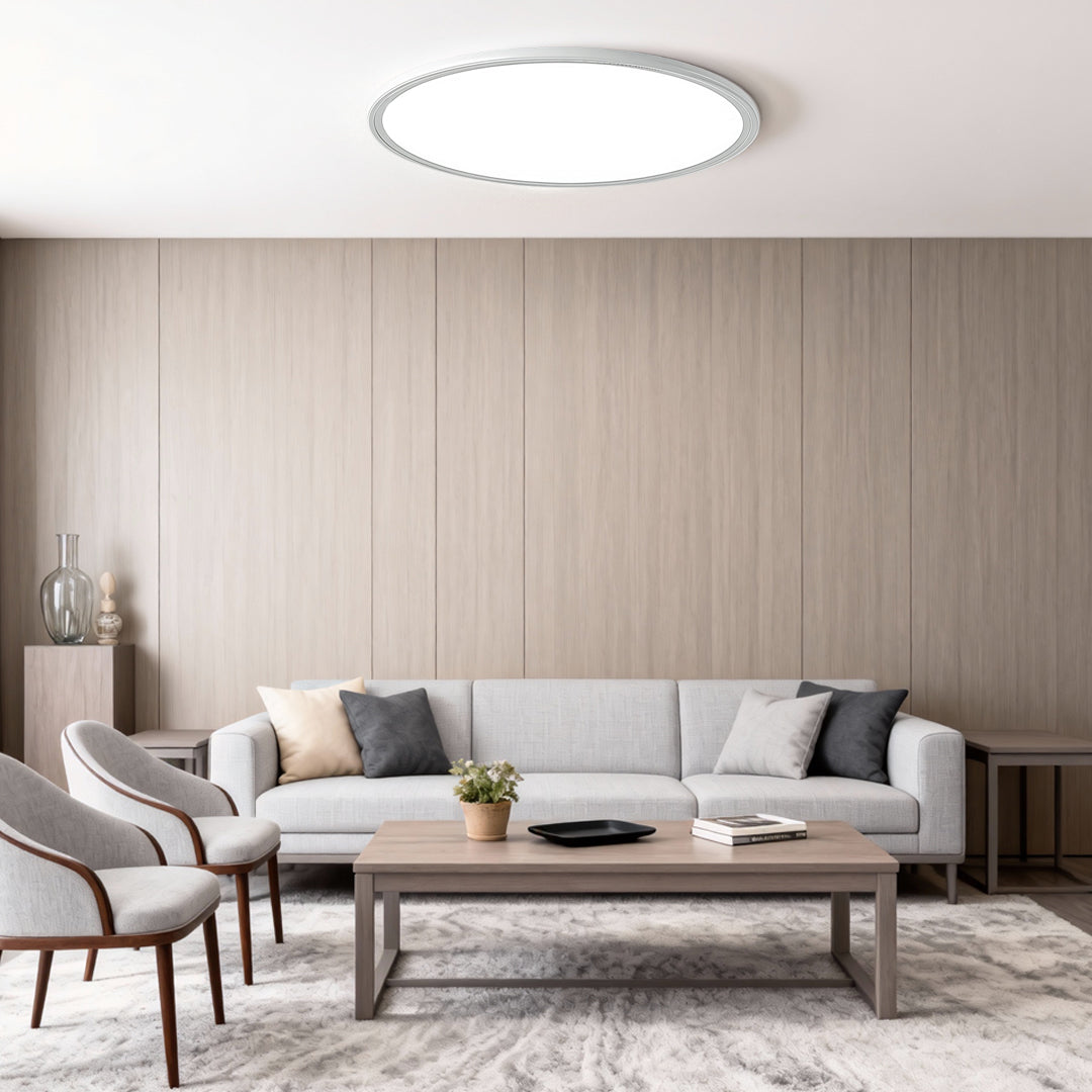 Round LED Ceiling Light, Ultra-Thin Recessed Aluminum Flush Fixture for Living Room and Office, 72W with Dimmable Option