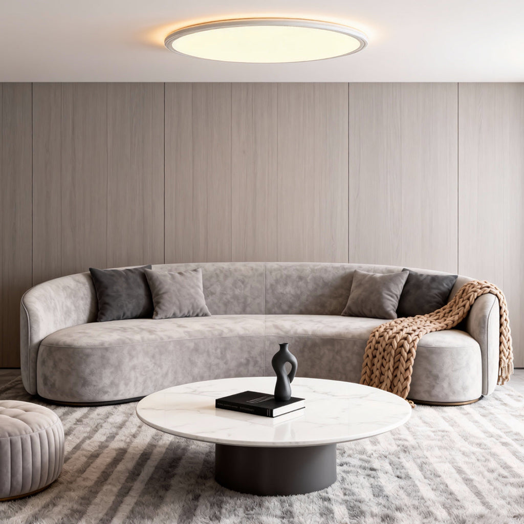 Round LED Ceiling Light, Ultra-Thin Recessed Aluminum Flush Fixture for Living Room and Office, 72W with Dimmable Option