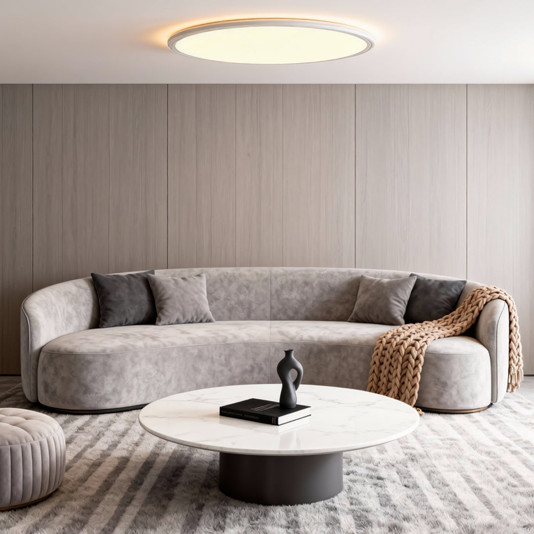 Round LED Ceiling Light, Ultra-Thin Recessed Aluminum Flush Fixture for Living Room and Office, 72W with Dimmable Option