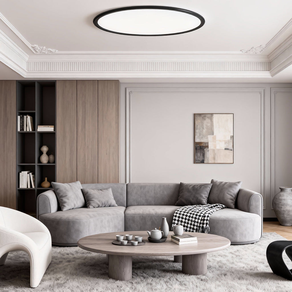 Round LED Ceiling Light, Ultra-Thin Recessed Aluminum Flush Fixture for Living Room and Office, 72W with Dimmable Option