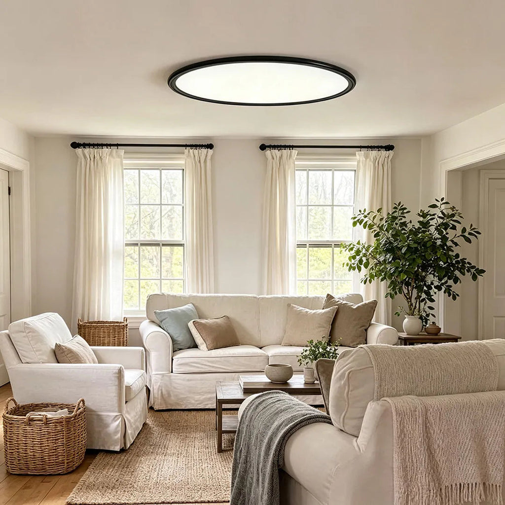 Round LED Ceiling Light, Ultra-Thin Recessed Aluminum Flush Fixture for Living Room and Office, 72W with Dimmable Option