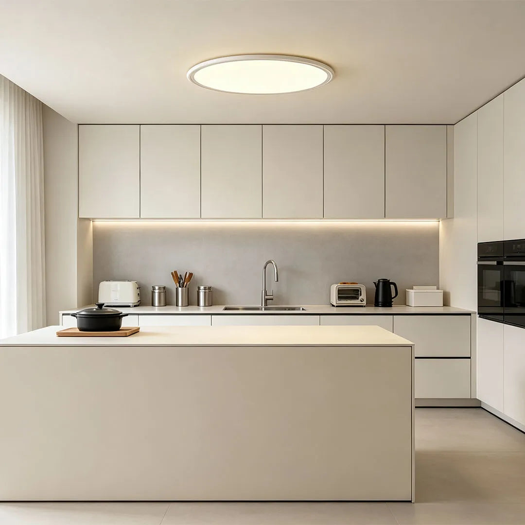 Round LED Ceiling Light, Ultra-Thin Recessed Aluminum Flush Fixture for Living Room and Office, 72W with Dimmable Option