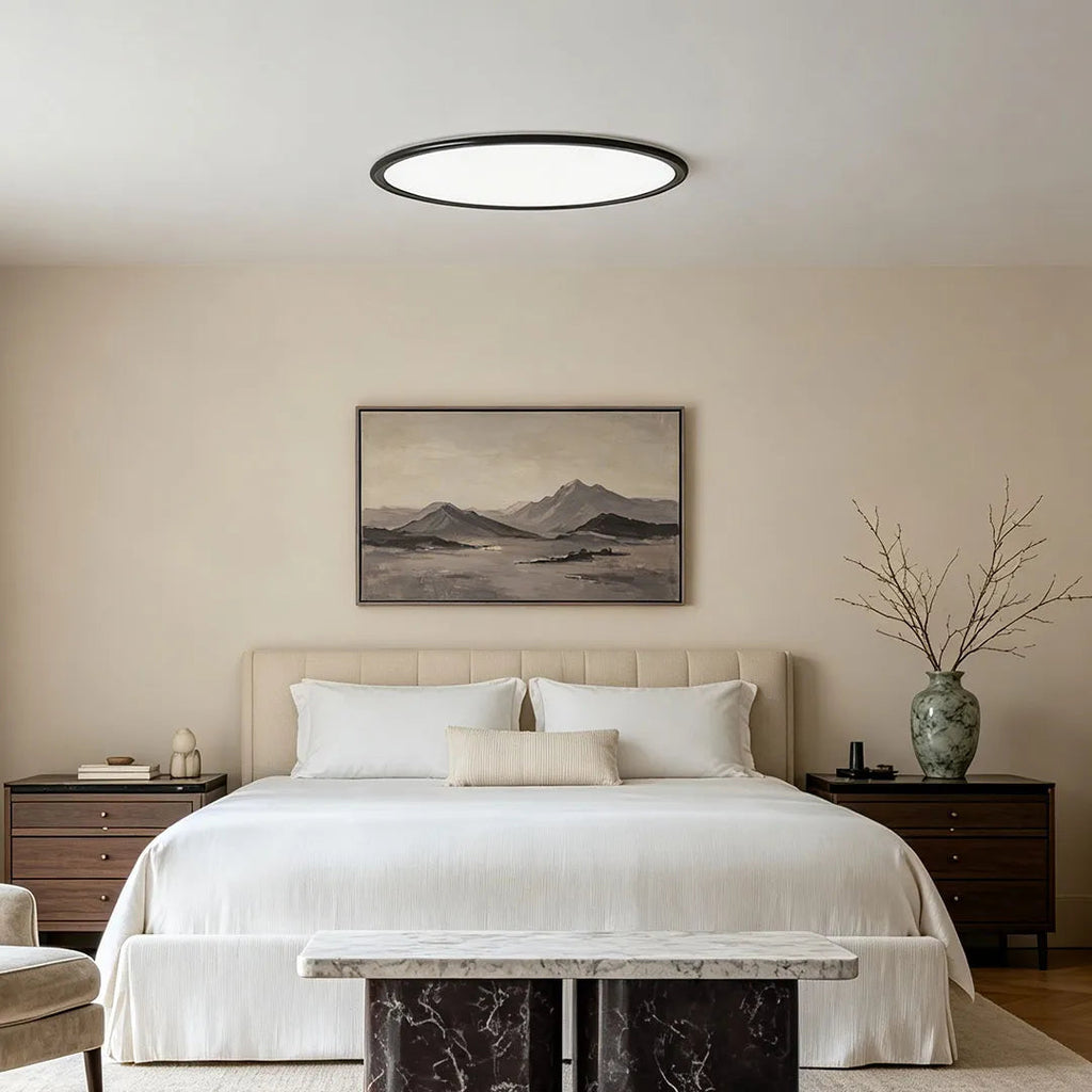 Round LED Ceiling Light, Ultra-Thin Recessed Aluminum Flush Fixture for Living Room and Office, 72W with Dimmable Option