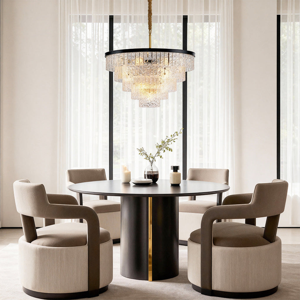 Geometric Chandelier, Full-Copper and Clear Glass Ceiling Light for Dining Room, Five Sizes