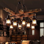 Detail of the rope and chain suspension of the chandelier