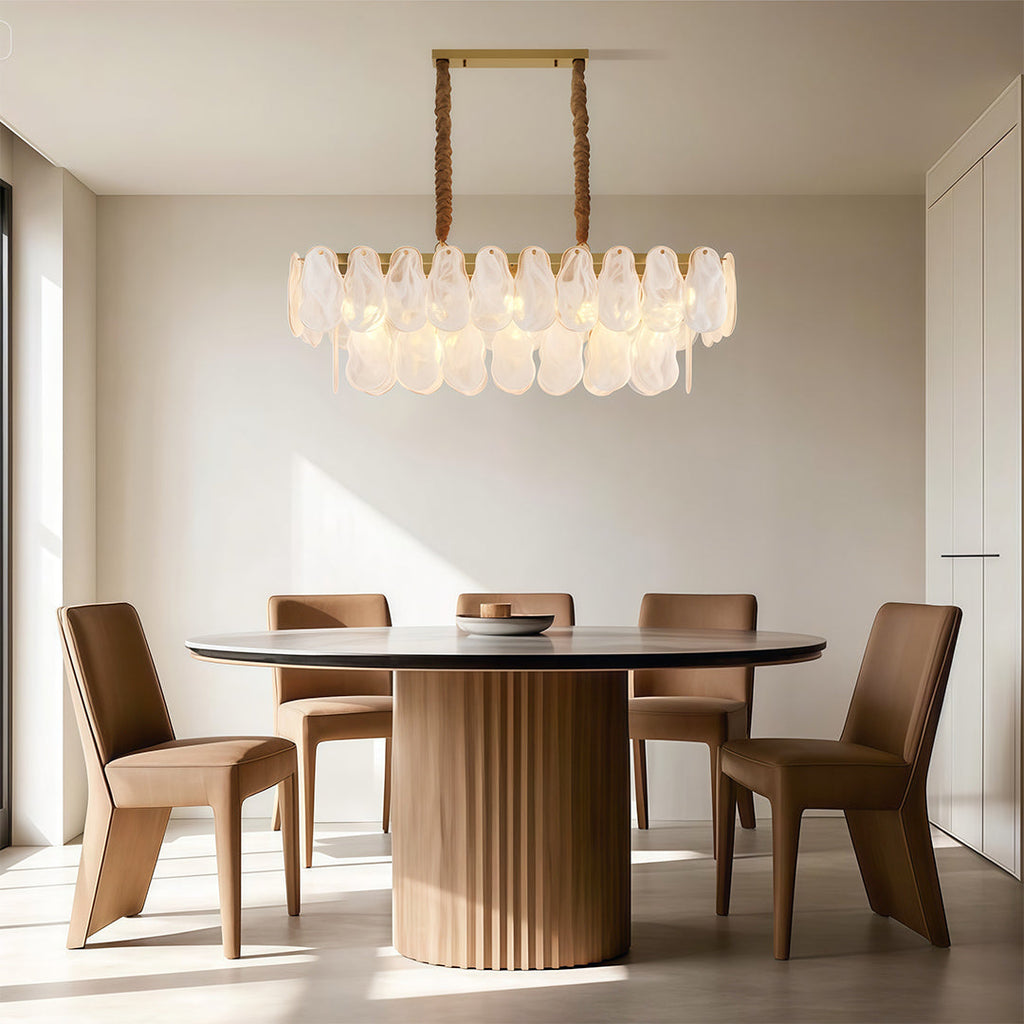 Midcentury Modern Chandelier, Copper and Clear Glass Ceiling Light for Dining Room, Tiered