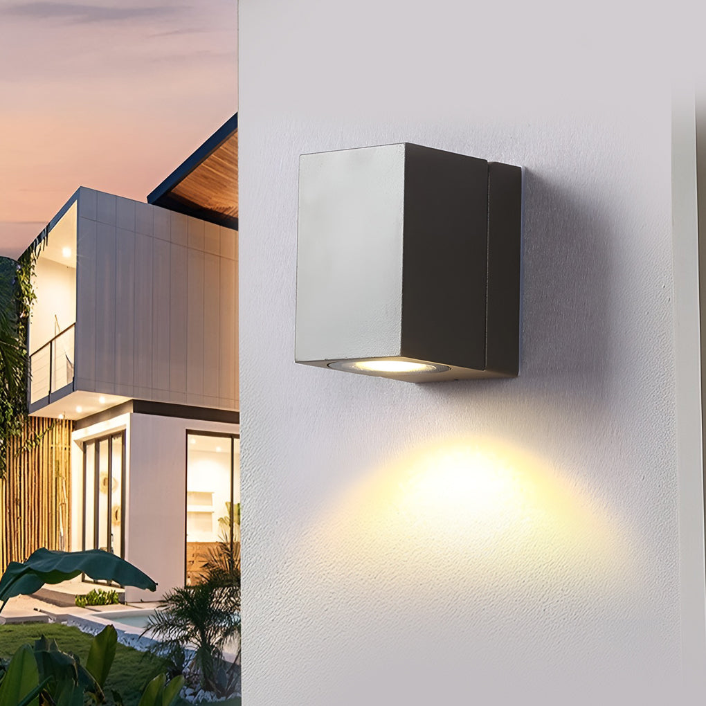 Outdoor Sensor Wall Light, Black Waterproof Square LED Spotlight for Entrances and Garages, Adjustable Head with Motion Option