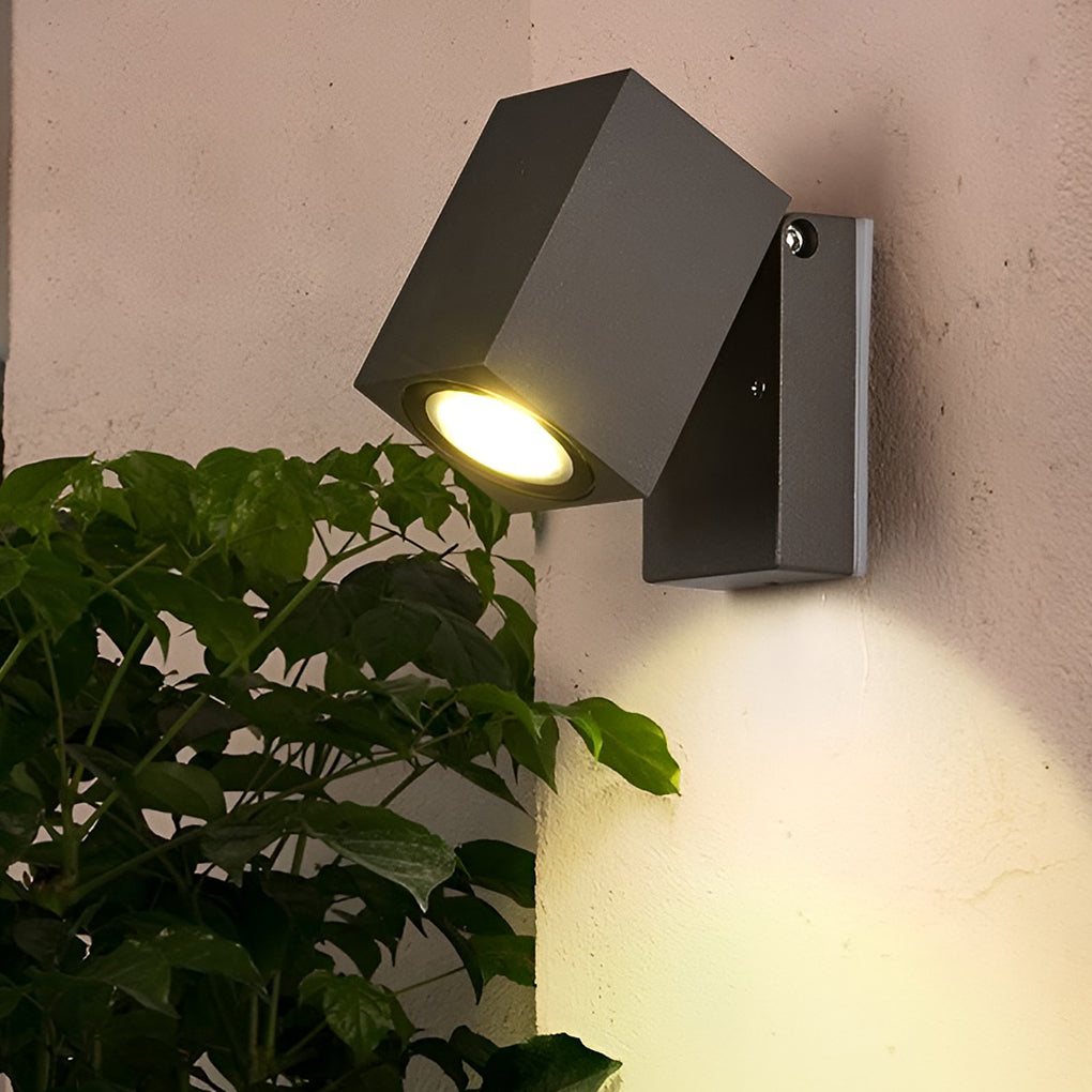 Outdoor Sensor Wall Light, Black Waterproof Square LED Spotlight for Entrances and Garages, Adjustable Head with Motion Option