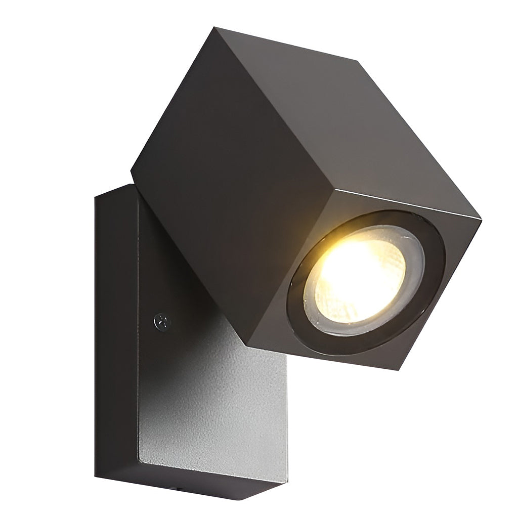Outdoor Sensor Wall Light, Black Waterproof Square LED Spotlight for Entrances and Garages, Adjustable Head with Motion Option